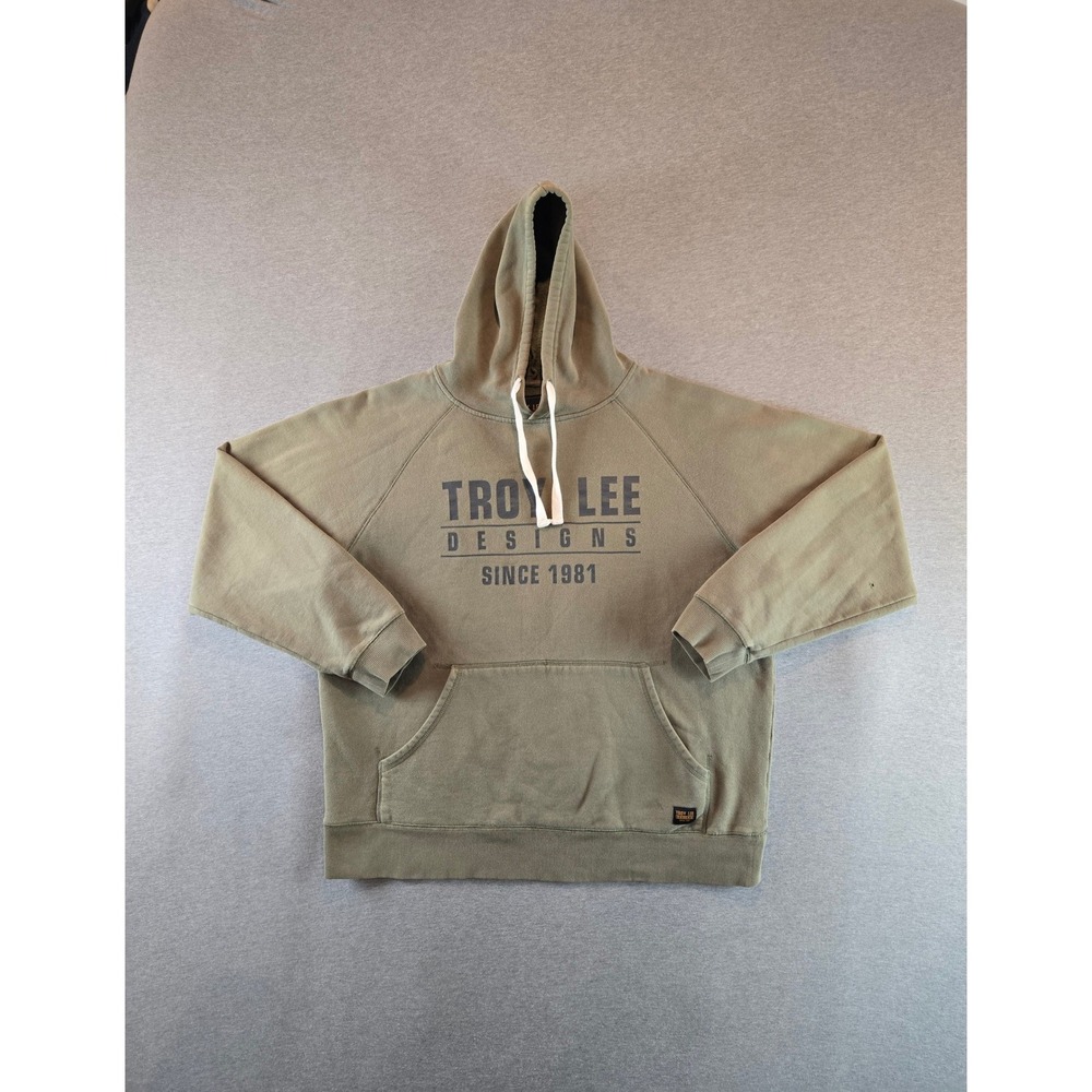 Troy Lee Designs Hoodie Mens XL Olive Green Raglan Graphic Pullover Streetwear